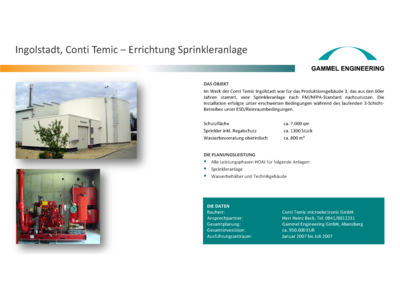 Ingolstadt Conti Temic Errichtung Sprinkleranlage