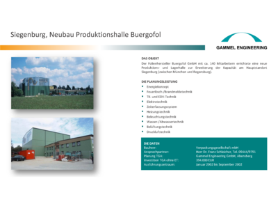 Siegenburg Neubau Produktionshalle Buergofol